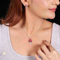 Sterling Silver Sparkling Silver Floral Elegance Set