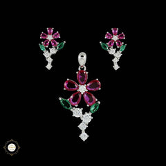 Sterling Silver Sparkling Silver Floral Elegance Set