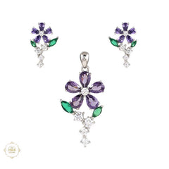 Sterling Silver Sparkling Silver Floral Elegance Set