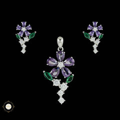 Sterling Silver Sparkling Silver Floral Elegance Set