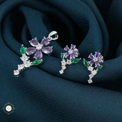 Sterling Silver Sparkling Silver Floral Elegance Set