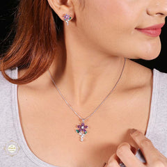 Sterling Silver Sparkling Silver Floral Elegance Set