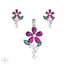 Sterling Silver Sparkling Silver Floral Elegance Set