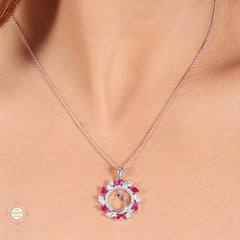 Sterling Silver Sparkling Rose Bloom Pendant Set