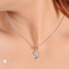 Sterling Silver Sparkling Spiral Bloom Pendant Set