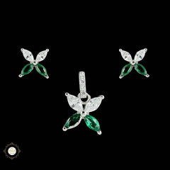 Sterling Silver Sparkling Silver Timeless Petal Pendant Set