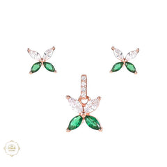 Sterling Silver Sparkling Silver Timeless Petal Pendant Set