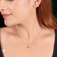 Sterling Silver Sparkling Silver Timeless Petal Pendant Set