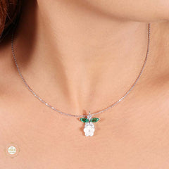 Sterling Silver Sparkling Silver Crystal Garden Pendant Set