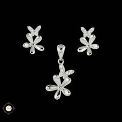 Sterling Silver Sparkling Silver Bloom Pendant Set