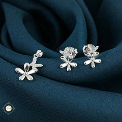 Sterling Silver Sparkling Silver Bloom Pendant Set