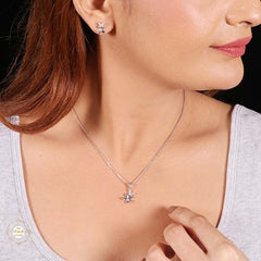 Sterling Silver Sparkling Silver Bloom Pendant Set