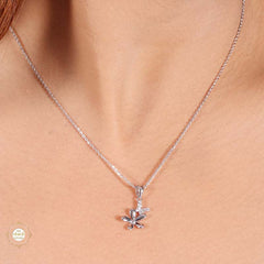 Sterling Silver Sparkling Silver Bloom Pendant Set