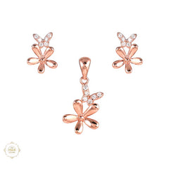 Sterling Silver Sparkling Silver Bloom Pendant Set