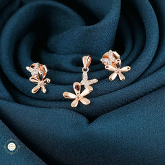 Sterling Silver Sparkling Silver Bloom Pendant Set