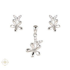 Sterling Silver Sparkling Silver Bloom Pendant Set