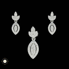 Sterling Silver Sparkling Silver Twinkle Drop Pendant Set