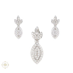 Sterling Silver Sparkling Silver Twinkle Drop Pendant Set