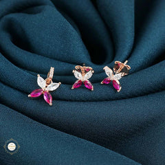 Sterling Silver Sparkling Silver Petal Glow Pendant Set