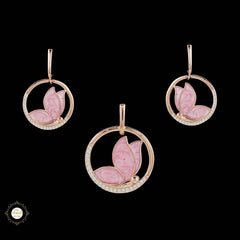 Sterling Silver Sparkling Silver Pink Wings Pendant Set