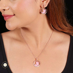 Sterling Silver Sparkling Silver Pink Wings Pendant Set