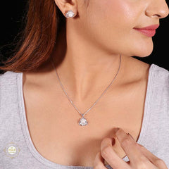 Sterling Silver Sparkling Silver Floral Sparkle Pendant Set