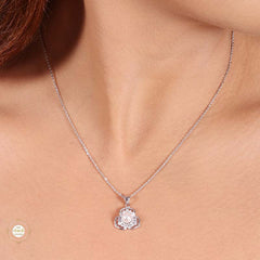 Sterling Silver Sparkling Silver Floral Sparkle Pendant Set