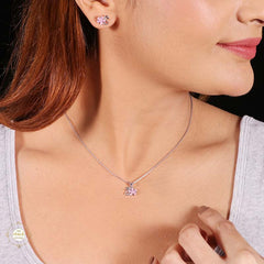 Sterling Silver Sparkling Silver Swan Pendent Set