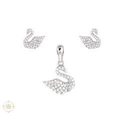 Sterling Silver Sparkling Silver Twinkle Swan Pendant Set