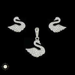Sterling Silver Sparkling Silver Twinkle Swan Pendant Set
