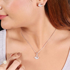 Sterling Silver Sparkling Silver Twinkle Swan Pendant Set