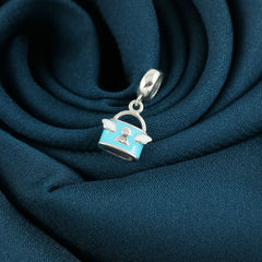 Sterling Silver Sparkling Silver Charm Tote Pendant