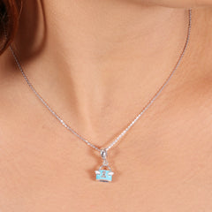 Sterling Silver Sparkling Silver Charm Tote Pendant