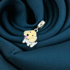 Sterling Silver Sparkling Silver Pupper Pop Pendant