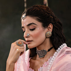 Sterling Silver Kundan Festive Ring