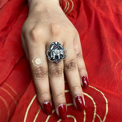 Parrot Elephant Ruby Ring