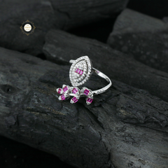 Sparkling Silver Exotic Tilak Ring