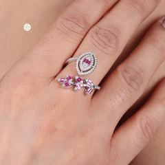 Sparkling Silver Exotic Tilak Ring