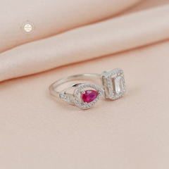 Sparkling Silver Exotic Stone Ring