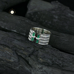 Sparkling Silver Exotic Band Ring