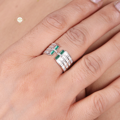 Sparkling Silver Exotic Band Ring