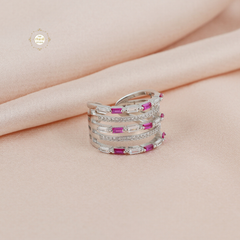 Sparkling Silver Layer Up Ring
