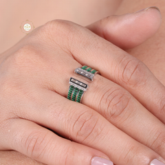 Sparkling Silver Exotic Band Ring