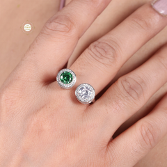 Sparkling Silver Exotic Stone Ring