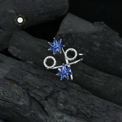 Sparkling Silver Exotic Flower Ring