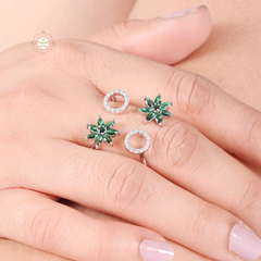 Sparkling Silver Exotic Flower Ring