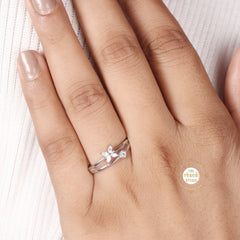 Sparkling Silver Flower Wrap Ring