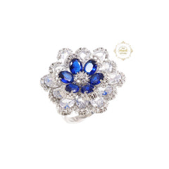Sparkling Sapphire Bloom Ring
