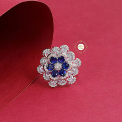 Sparkling Sapphire Bloom Ring
