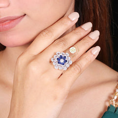 Sparkling Sapphire Bloom Ring